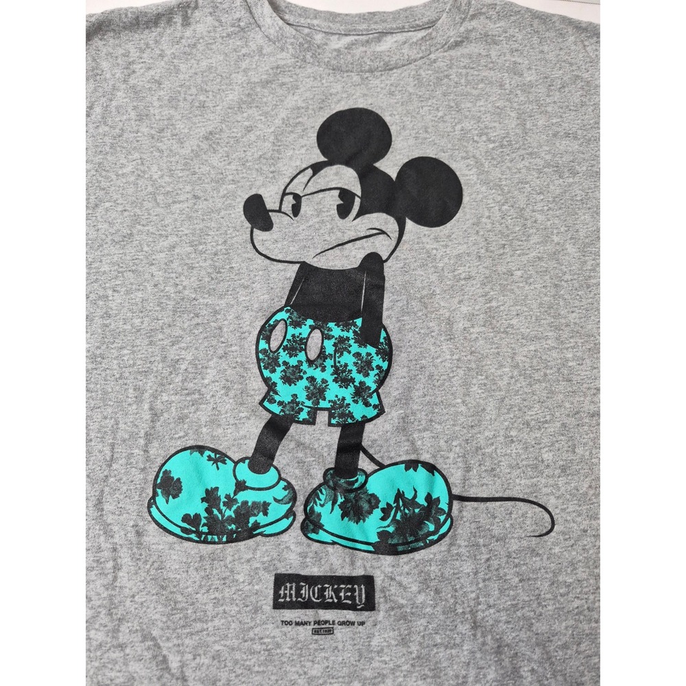 Disney x Neff Mickey Mouse Too‎ Many People Grow Up T-Shirt Gray Teal XL